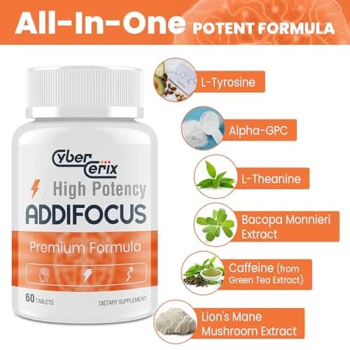 CyberCerix 17-in-1 Brain Supplement for Memory & Focus | Natural Nootropic Tablets for Concentration, Clarity, Energy & Focus - 60 Tablets thumbnail 3