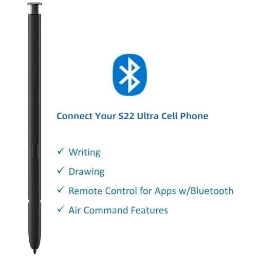 TYHJ S22 Ultra Pen with Bluetooth | 4096 Pressure Sensor, Replacement Tips (Black) for Galaxy S22 Ultra thumbnail 2