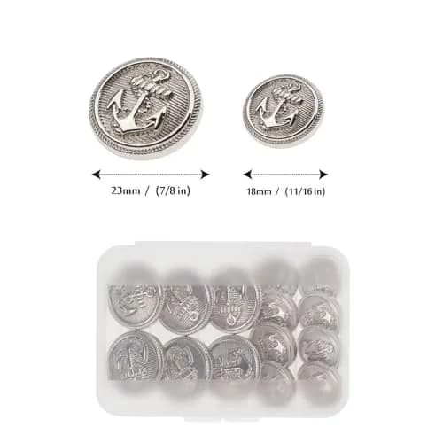 Xentrlologic Silver Metal Blazer Buttons Set 18mm & 23mm | Durable Zinc Alloy for Men Suit & Coat thumbnail 4