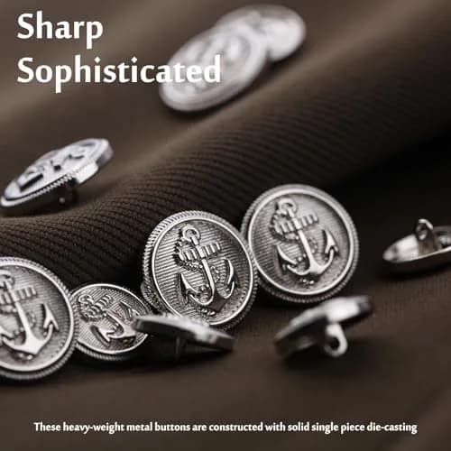 Xentrlologic Silver Metal Blazer Buttons Set 18mm & 23mm | Durable Zinc Alloy for Men Suit & Coat thumbnail 3