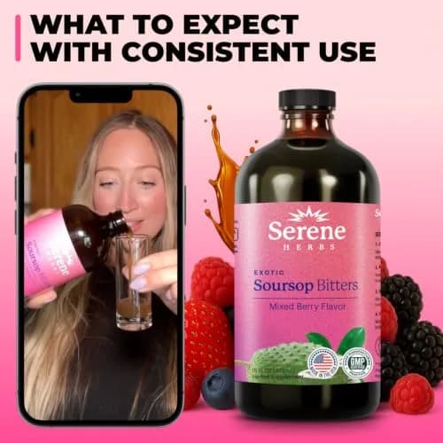 Serene Herbs Soursop Bitters Liquid 473ml (16 Fl Oz) | Supports Gut Cleanse & Immune Boost thumbnail 5