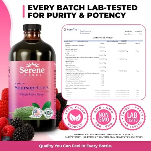 Serene Herbs Soursop Bitters Liquid 473ml (16 Fl Oz) | Supports Gut Cleanse & Immune Boost thumbnail 8