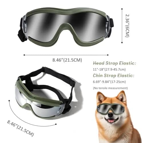 NVTED Dog Sunglasses Goggles for Medium to Large Dogs | UV Protection, Wind & Dust Shield (Green) thumbnail 3