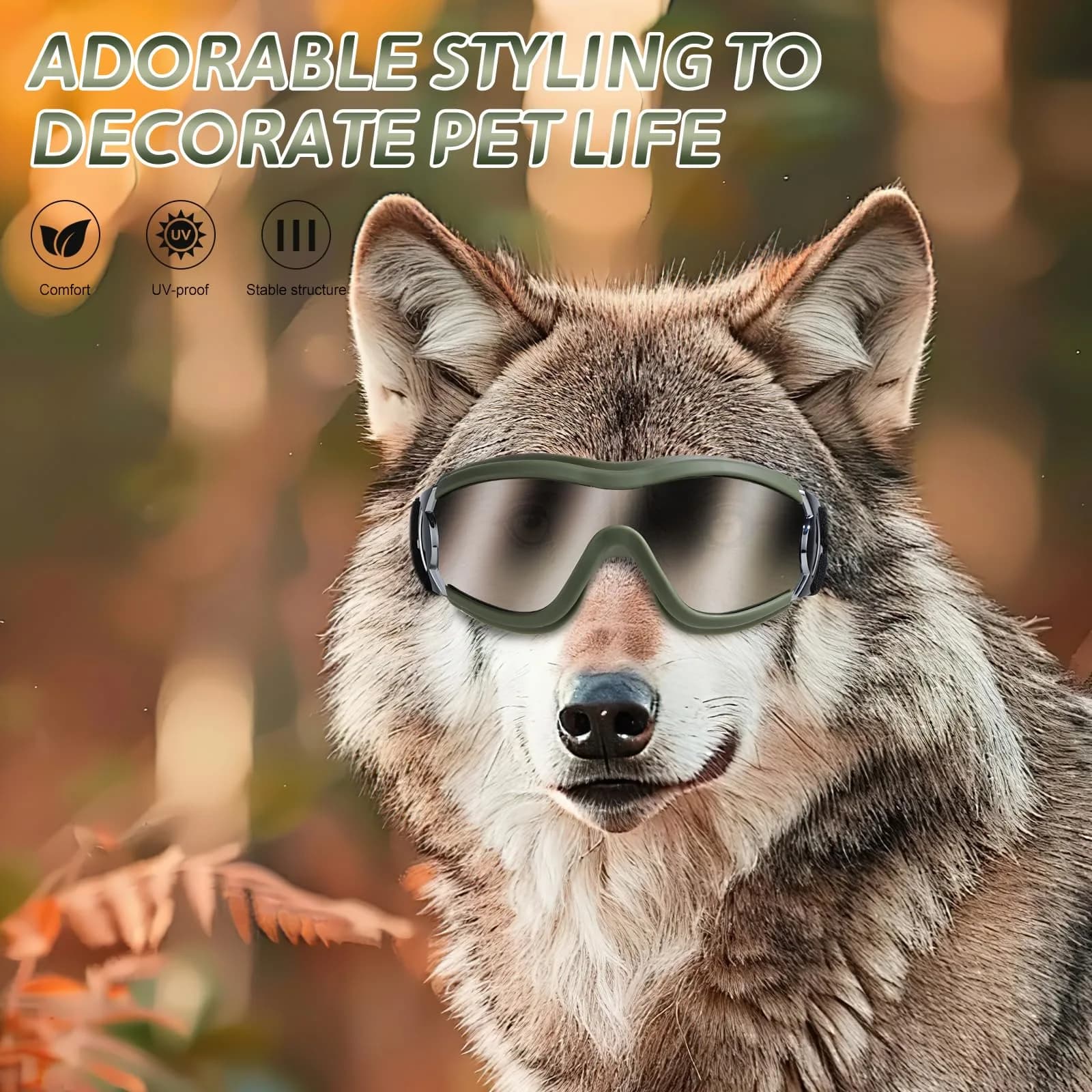 NVTED Dog Sunglasses Goggles for Medium to Large Dogs | UV Protection, Wind & Dust Shield (Green) - view 4