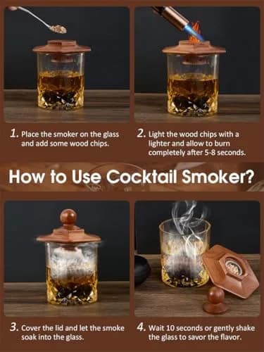 CAMKEY 23Pcs Whiskey Smoker Kit with Torch & 12 Wood Chips | Oak Wood Infuser Set thumbnail 4