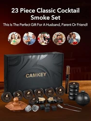 CAMKEY 23Pcs Whiskey Smoker Kit with Torch & 12 Wood Chips | Oak Wood Infuser Set thumbnail 6