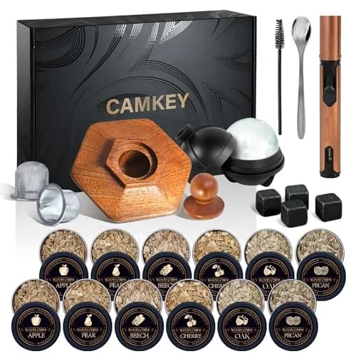 CAMKEY 23Pcs Whiskey Smoker Kit with Torch & 12 Wood Chips | Oak Wood Infuser Set thumbnail 1