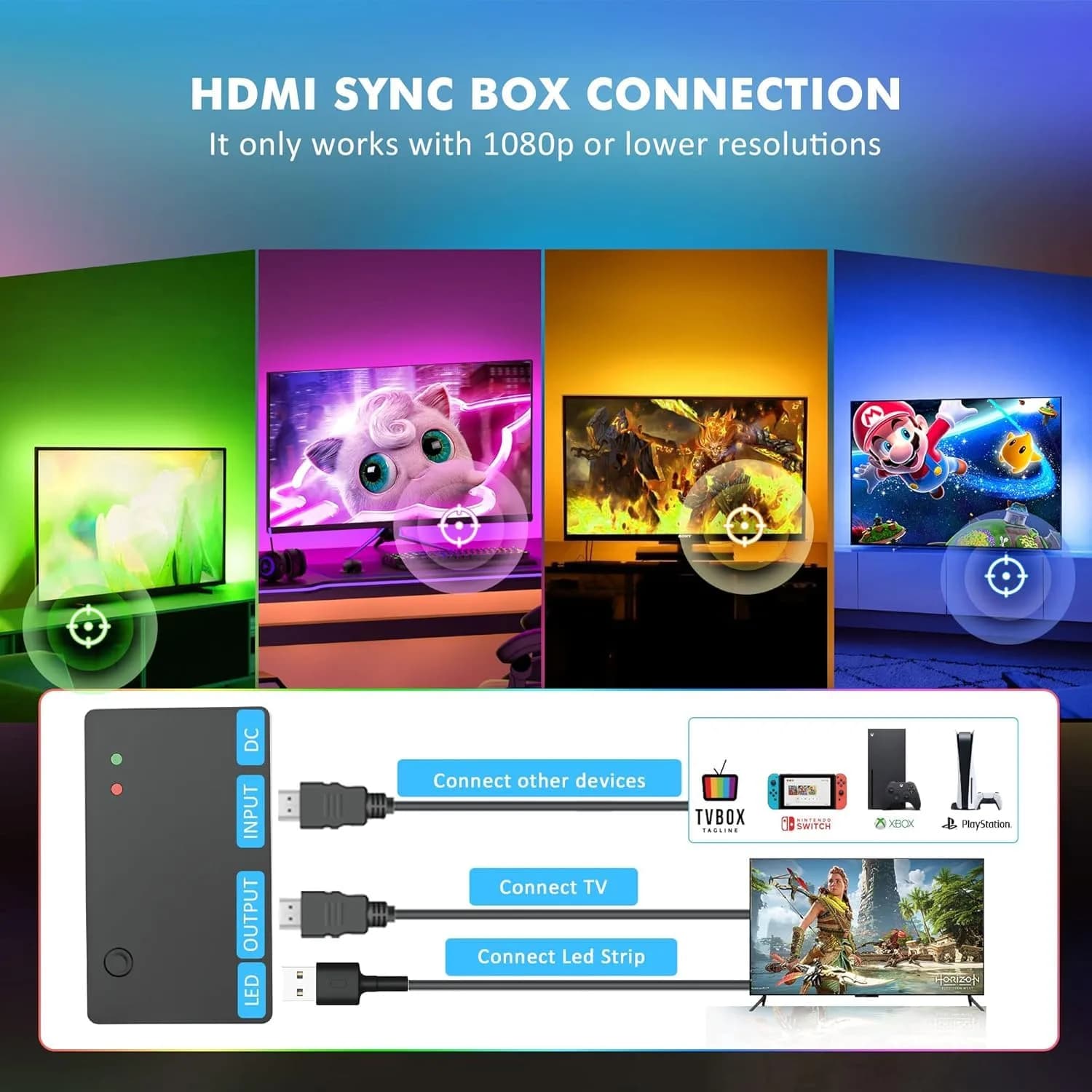 Nexillumi HDMI LED Lights for TV 32.8ft (9.99m) | Immersive RGB Backlight for 55-150 Inch TVs - view 5