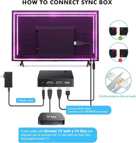 Nexillumi HDMI LED Lights for TV 32.8ft (9.99m) | Immersive RGB Backlight for 55-150 Inch TVs thumbnail 7