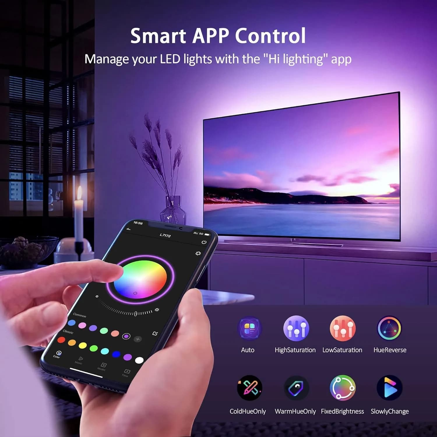 Nexillumi HDMI 32.8ft RGB LED Strip Lights for 55"-85" TVs, App & Remote Control - view 4