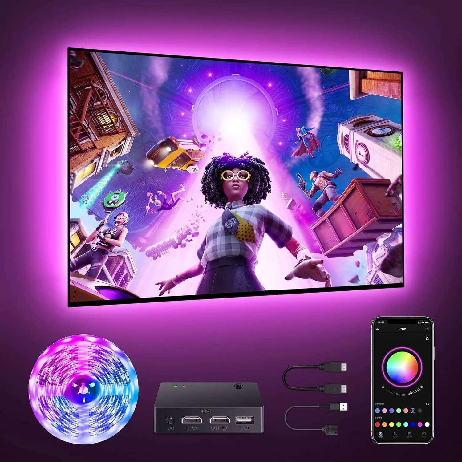 Nexillumi RGB LED Strip Lights 4.03 m (13.2 ft) | App & Remote Control for TV Backlight — HDMI 32.8ft for 55"-85" TV