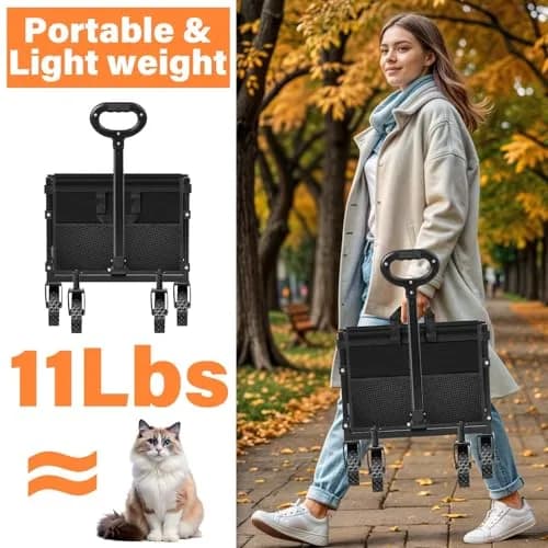 LIAPOTT Wagons Carts Foldable, 360lbs Collapsible Wagon with Wheels | Portable Garden & Camping Cart thumbnail 3