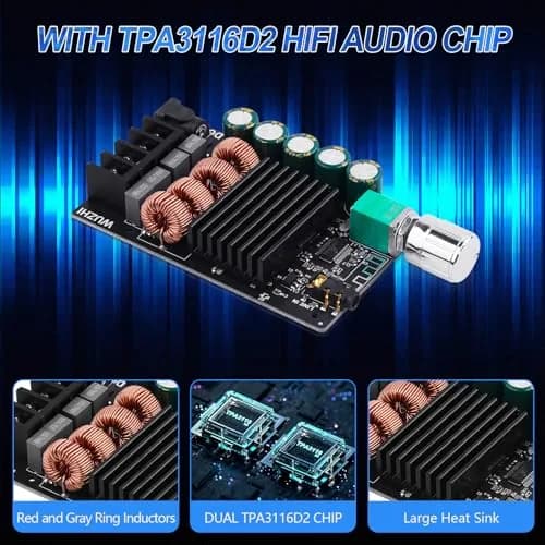 ARRAROWN ZK-1002 Bluetooth 5.0 Amplifier Board 100W x 2 (200W Total) HiFi Stereo Amp Module thumbnail 2