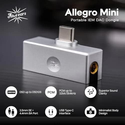 Linsoul Kiwi Ears Allegro Mini Portable IEM DAC, in Ear Monitor Amplifier | High-Resolution Audio, Compact & Durable thumbnail 3