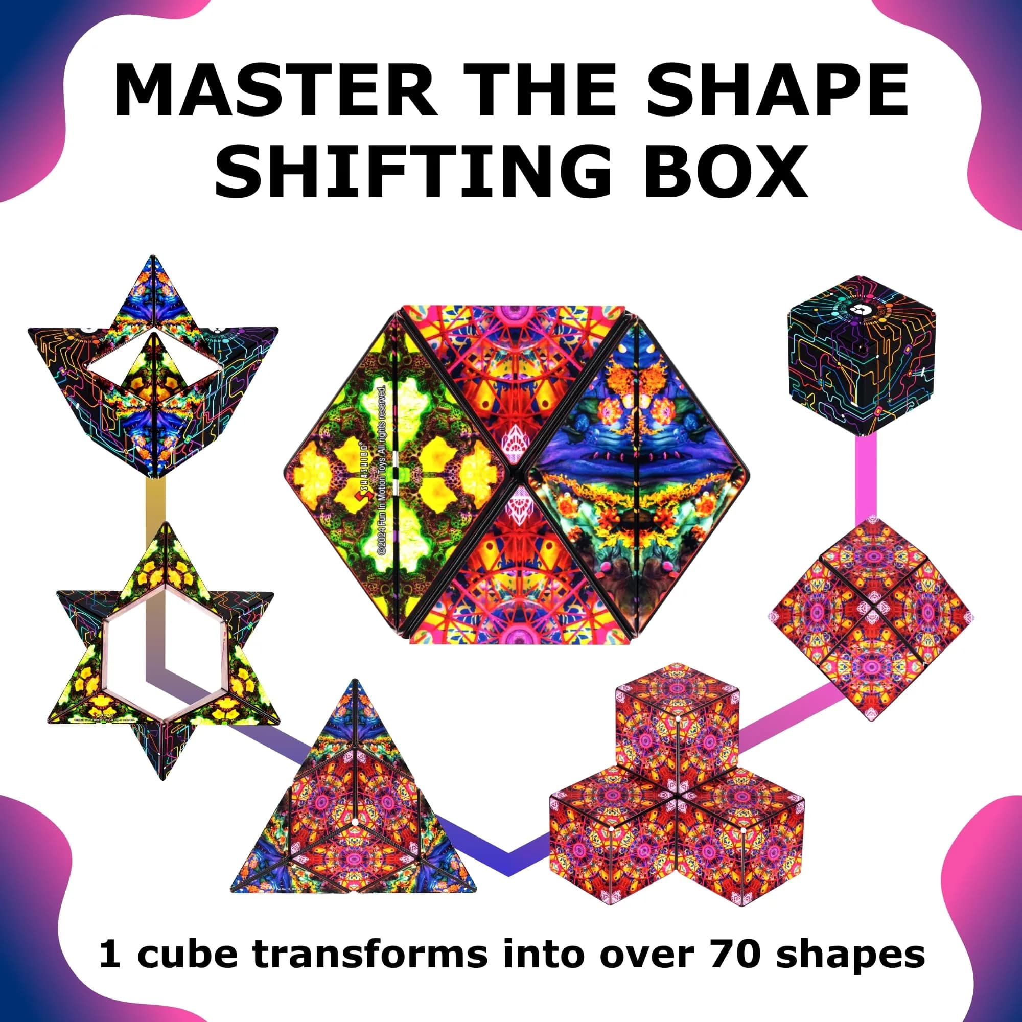 Shashibo DODECA Magnetic Puzzle Cube, Qdot Map, 6.4 cm (2.5 inches) | 100+ Shapes for Focus & Stress Relief - view 4
