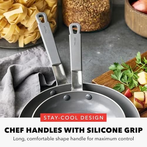GreenPan x Bobby Flay Stainless Steel 8” & 10” Frying Pan Set | Professional Tri-Ply, PFAS-Free Ceramic Nonstick, Induction & Oven Safe thumbnail 5
