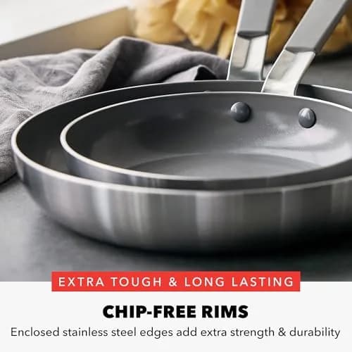 GreenPan x Bobby Flay Stainless Steel 8” & 10” Frying Pan Set | Professional Tri-Ply, PFAS-Free Ceramic Nonstick, Induction & Oven Safe thumbnail 6