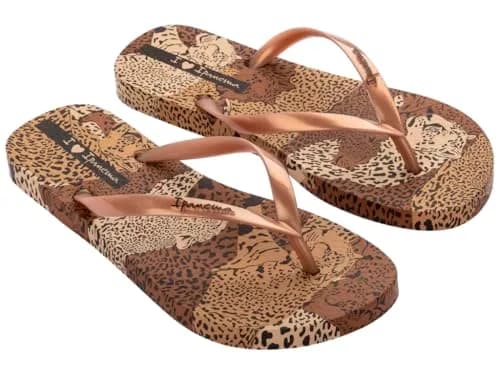 Ipanema Women's Animal Print Vi Fem Flip Flops Beige Gold Brown 6 | Elegant Animal Motif with Recyclable PVC thumbnail 1