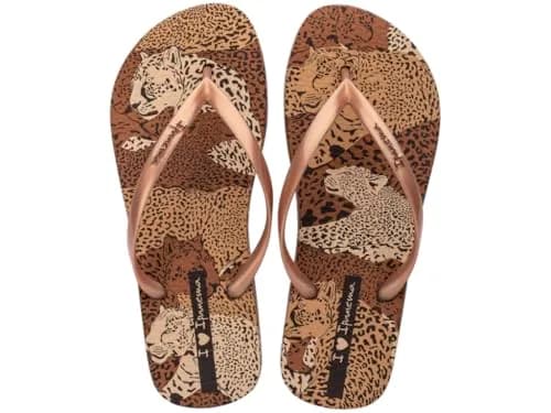 Ipanema Women's Animal Print Vi Fem Flip Flops Beige Gold Brown 6 | Elegant Animal Motif with Recyclable PVC thumbnail 2