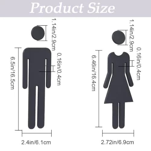 GORGECRAFT Black 2pcs Signage | Self-Adhesive Restroom Identification Signs for Hotels, Offices, and Public Spaces thumbnail 2