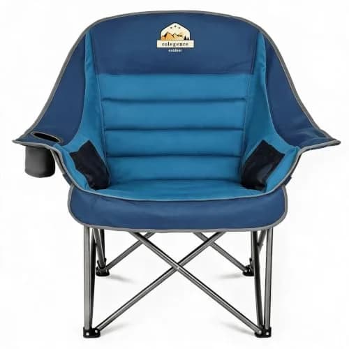 Colegence Oversized Camping Chair for Adults, Padded Lawn Chair 2 Pack | Supports 500 lbs, Weather-Resistant, Heavy Duty Comfort — Blue / Single Pack