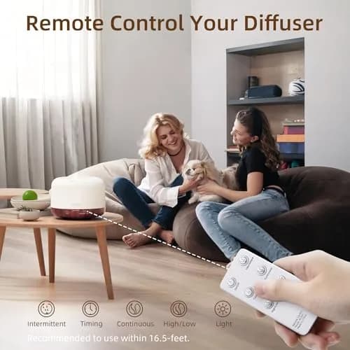 ASAKUKI Essential Oil Diffuser for Home, 500ML Aromatherapy Humidifier with Remote Control & 7 Color LED Lights | 168.9ml (5.74 Fl Oz) Coverage thumbnail 5
