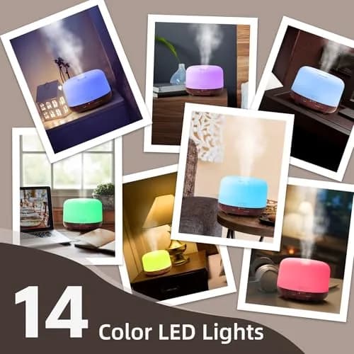 ASAKUKI Essential Oil Diffuser for Home, 500ML Aromatherapy Humidifier with Remote Control & 7 Color LED Lights | 168.9ml (5.74 Fl Oz) Coverage thumbnail 6
