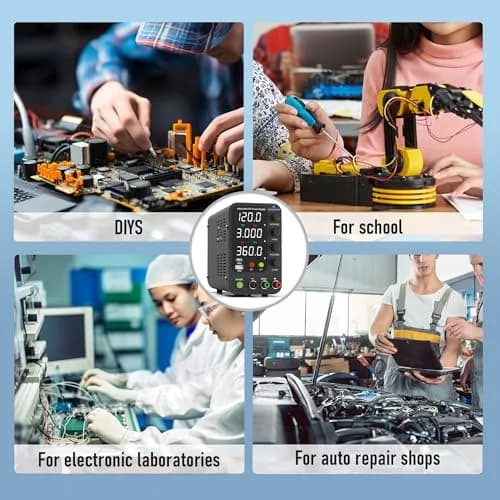 Jesverty SPS-12003V Variable DC Power Supply 0-120V 0-3A | 20W USB-C Quick-Charge, Encoder Knob, 4-Digit LED Display thumbnail 6