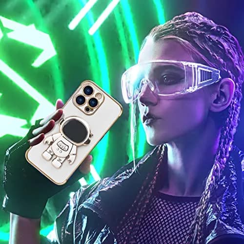 Omio iPhone 16 Pro Max Case with Astronaut Stand | Love Heart Design Slim TPU Cover White thumbnail 6