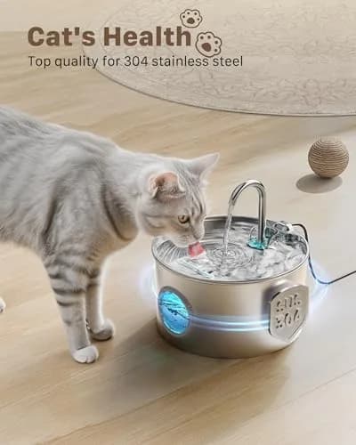 GIOTOHUN Cat Water Fountain Stainless Steel 2.2L | Quiet, Durable & Easy to Clean thumbnail 2