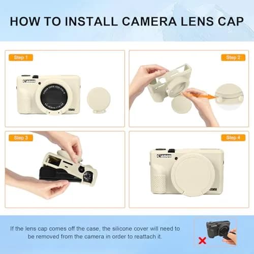 Easy Hood Silicone Camera Case for Canon G7X Mark III (Beige) | Enhanced Grip & Shock Absorption thumbnail 4