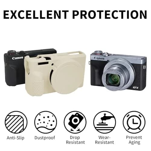 Easy Hood Silicone Camera Case for Canon G7X Mark III (Beige) | Enhanced Grip & Shock Absorption thumbnail 2