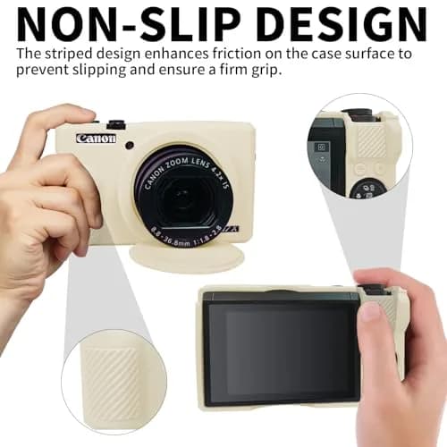 Easy Hood Silicone Camera Case for Canon G7X Mark III (Beige) | Enhanced Grip & Shock Absorption thumbnail 3