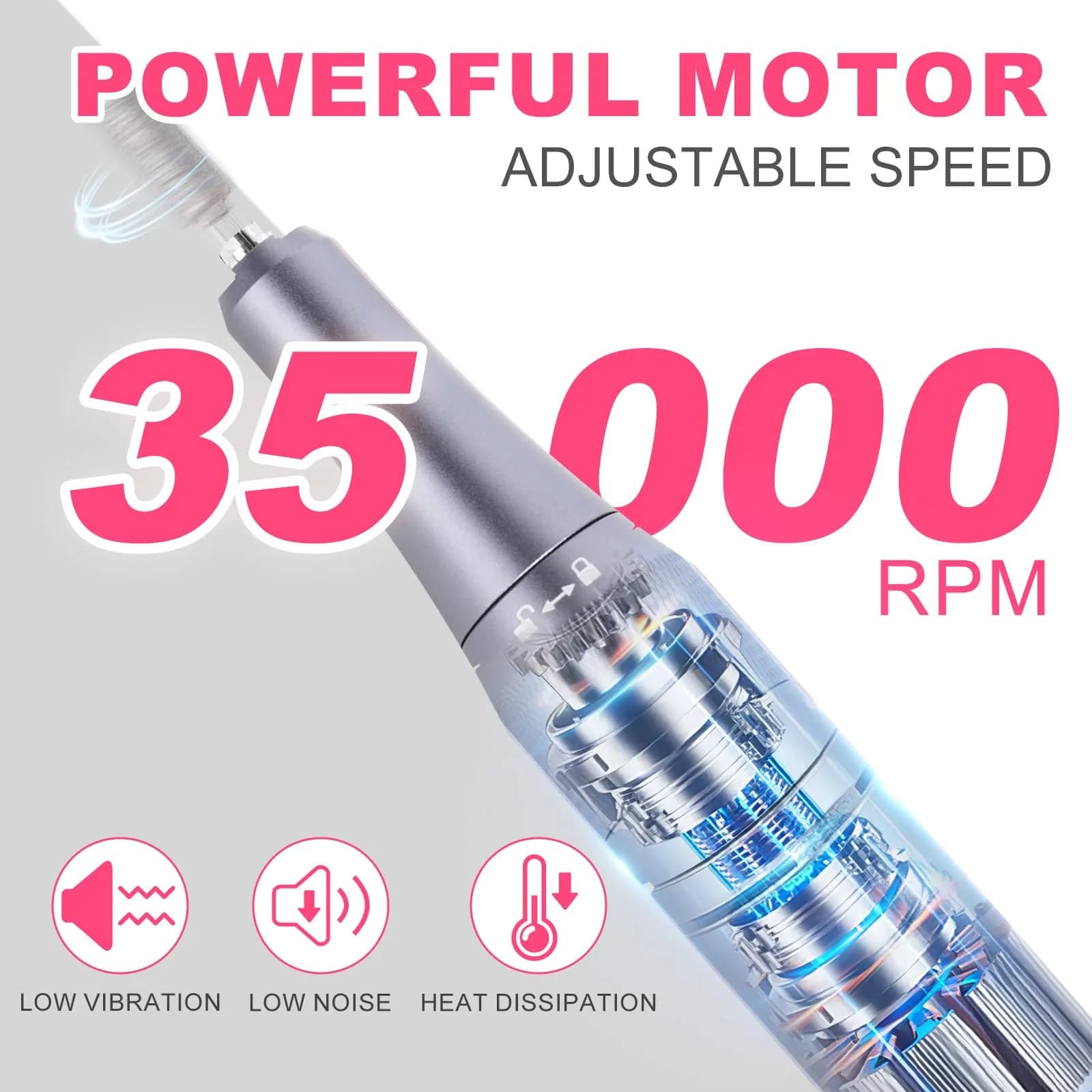 MEKK Cordless Nail Drill Kit 35000RPM with LCD Display & 12 Bits | Professional Electric Nail File for Home & Salon thumbnail 2