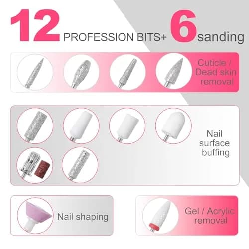 MEKK Professional Cordless Nail Drill 35000RPM E-File | Salon-Grade Performance for Acrylic Gel Nails thumbnail 6
