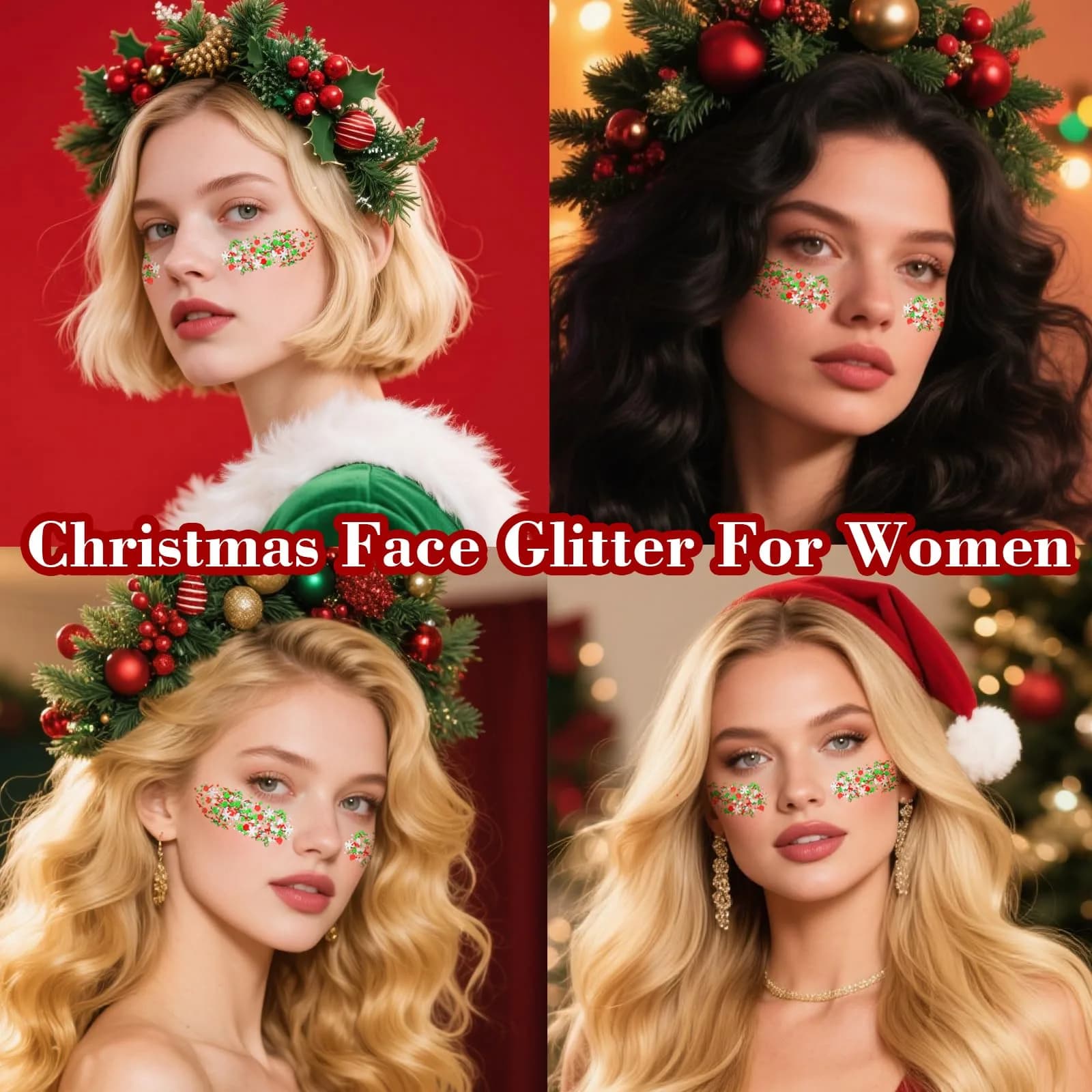 MEICOLY Red White Green Glitter Gel for Face & Body | 50ml (1.76 Fl Oz) - view 7