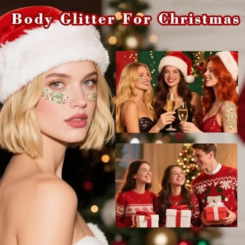 MEICOLY Red White Green Glitter Gel for Face & Body | 50ml (1.76 Fl Oz) thumbnail 9