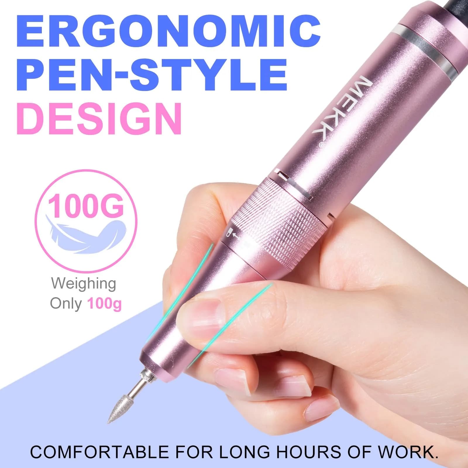 MEKK Professional Nail Drill 35000RPM with LCD Display & 12 Bits | Cordless E-File for Acrylic Gel Nails - view 7
