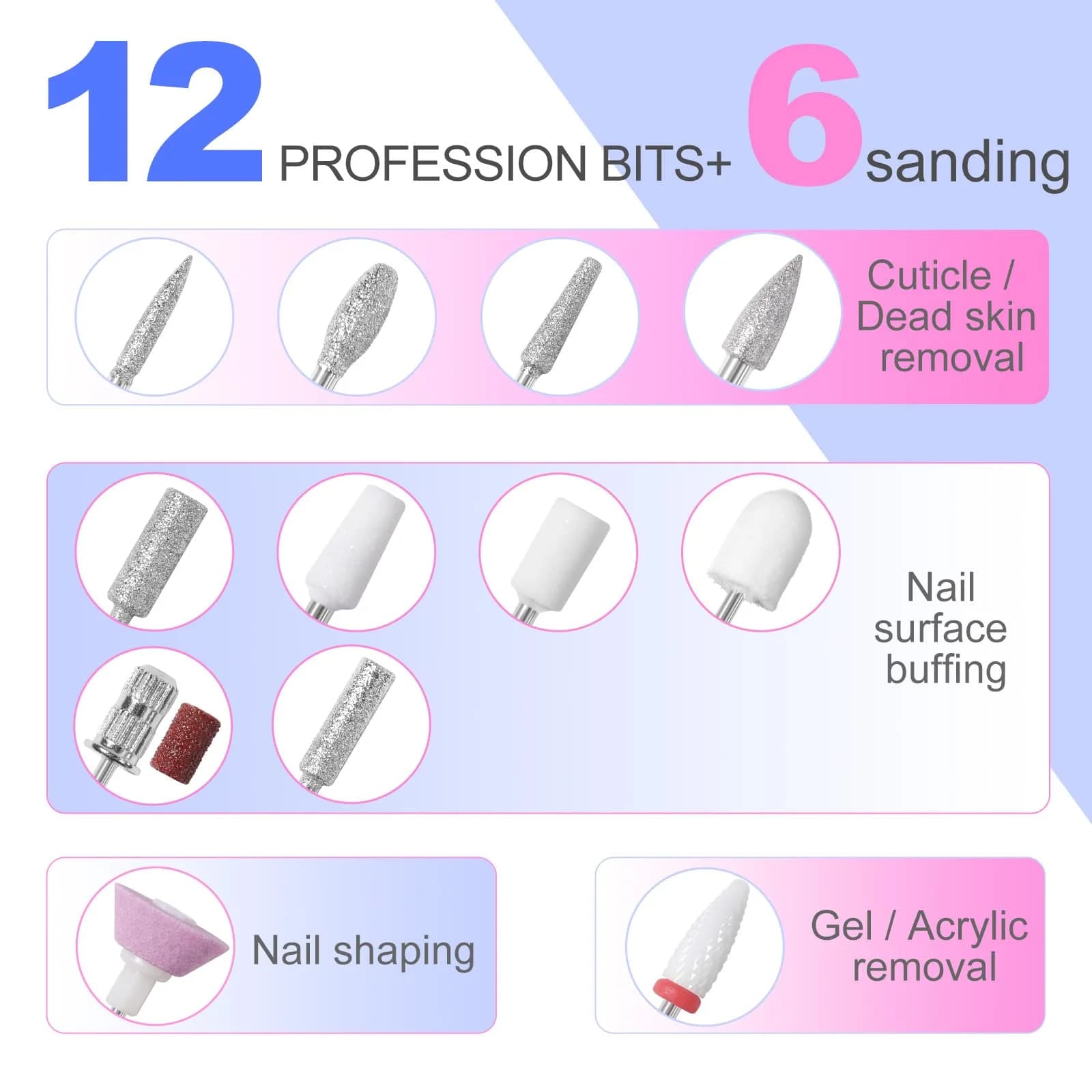 MEKK Professional Nail Drill 35000RPM with LCD Display & 12 Bits | Cordless E-File for Acrylic Gel Nails - view 4