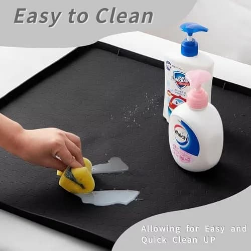 Sazteay Under Kitchen Sink Mat 25" x 19" | Waterproof Silicone Protector for Kitchen & Bathroom Cabinets thumbnail 8