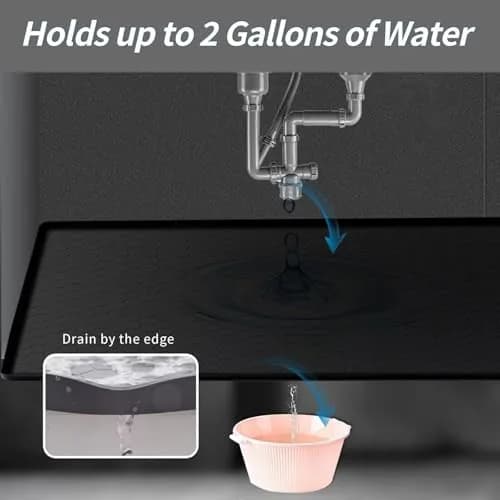Sazteay Under Kitchen Sink Mat 25" x 19" | Waterproof Silicone Protector for Kitchen & Bathroom Cabinets thumbnail 5