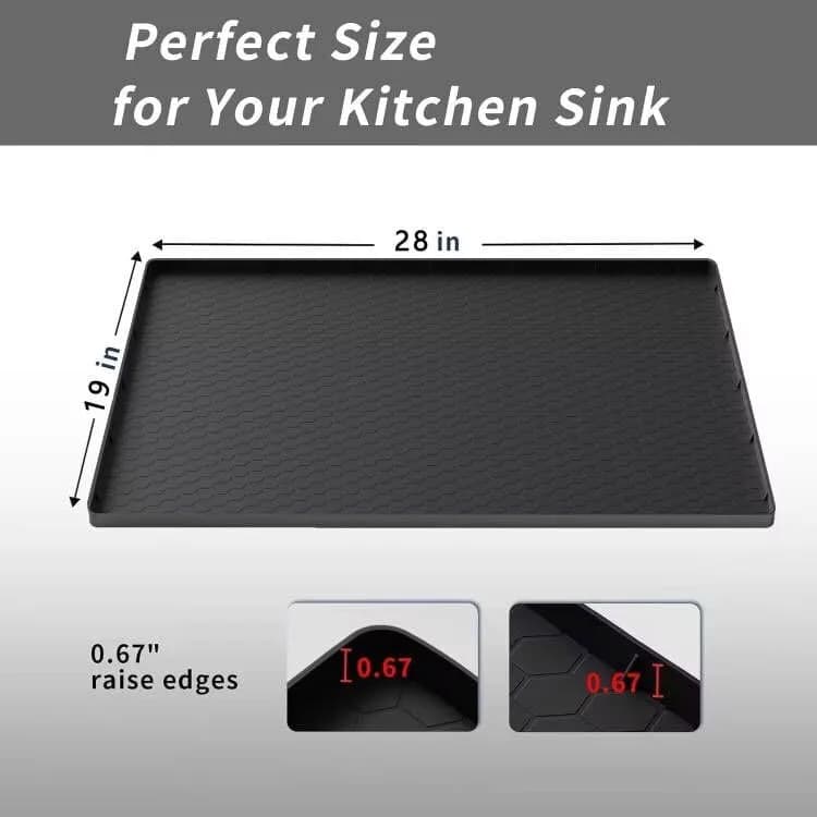 Sazteay Under Kitchen Sink Mat 28" x 19" Waterproof Silicone Protector for Kitchen & Bathroom Cabinets thumbnail 3