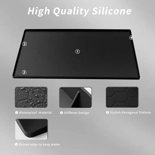 Sazteay Under Kitchen Sink Mat 28" x 19" Waterproof Silicone Protector for Kitchen & Bathroom Cabinets thumbnail 6