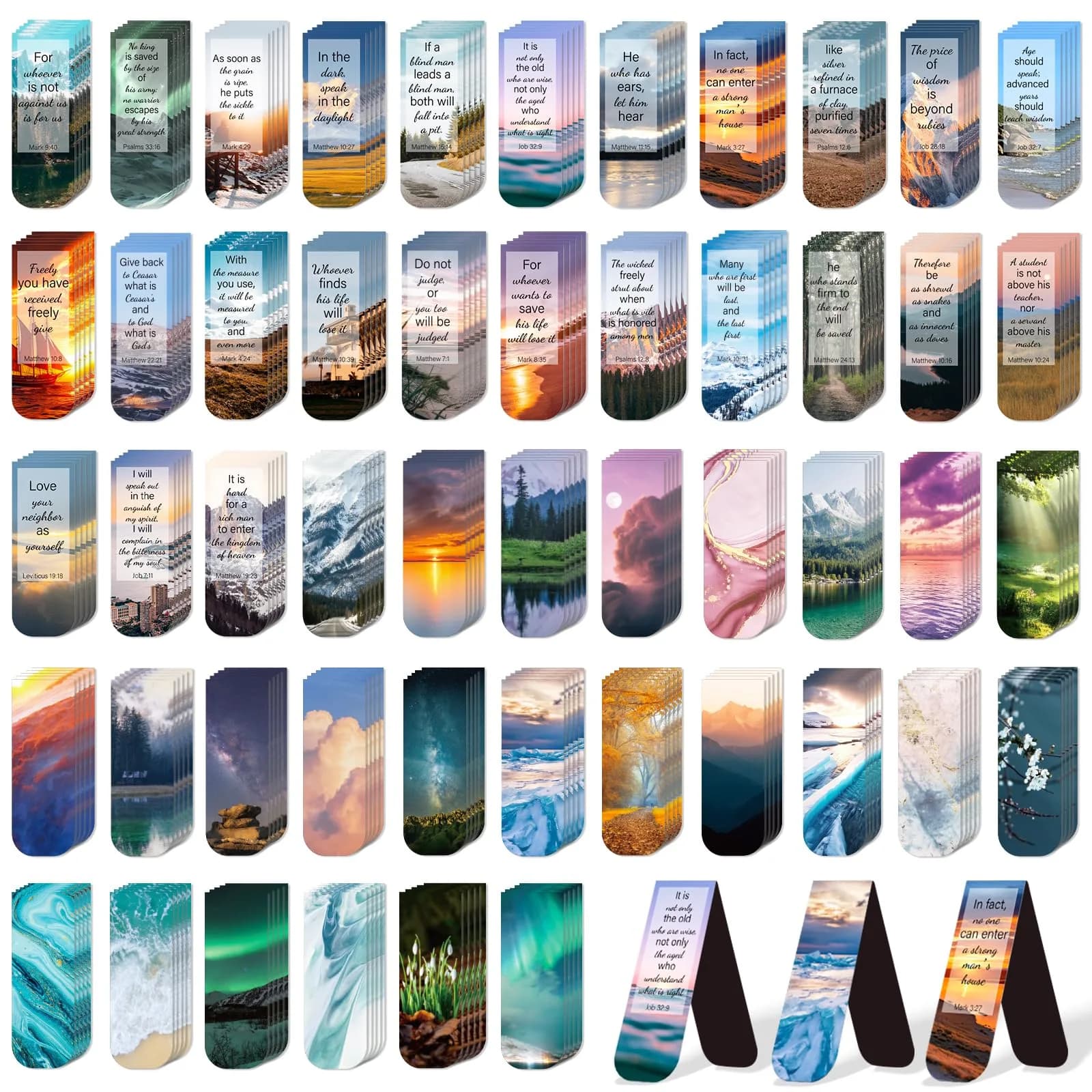 Diteryy Magnetic Bookmarks 100-Pack | Inspirational Bible & Scenery Designs, 12.4cm (4.7in) - main product image