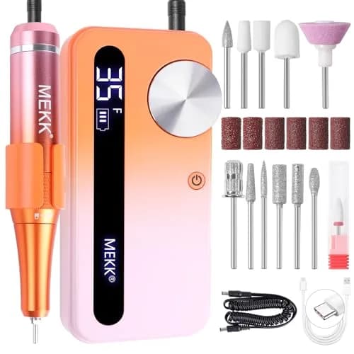 MEKK Cordless Electric Nail Drill 35000RPM with LCD Display & 12 Bits | USA-Imported Professional E-File for Nails - main product image