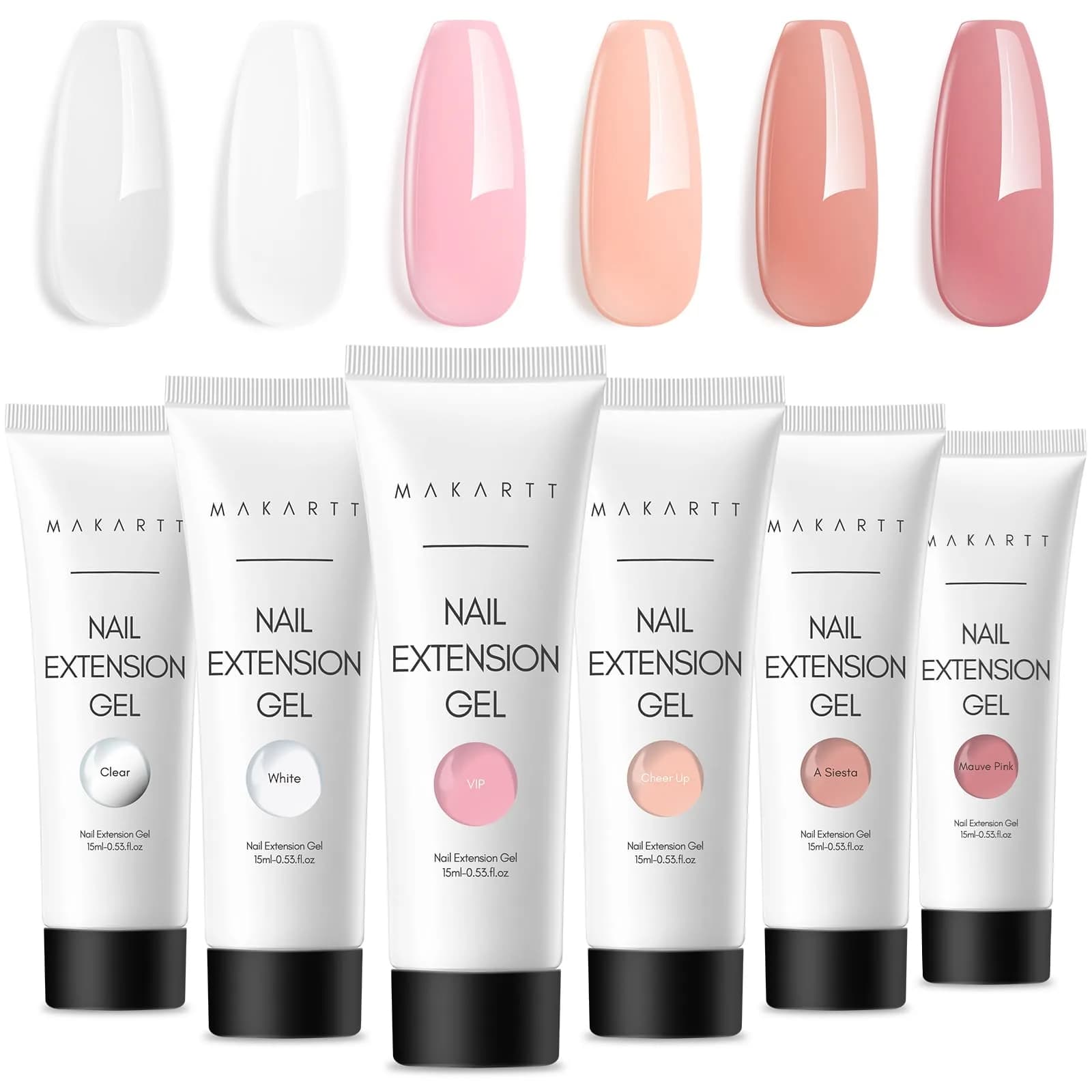 Makartt Hema-Free Poly Nail Gel Kit - 6 Clear Nude Pink Colors for Nail Extensions - main product image