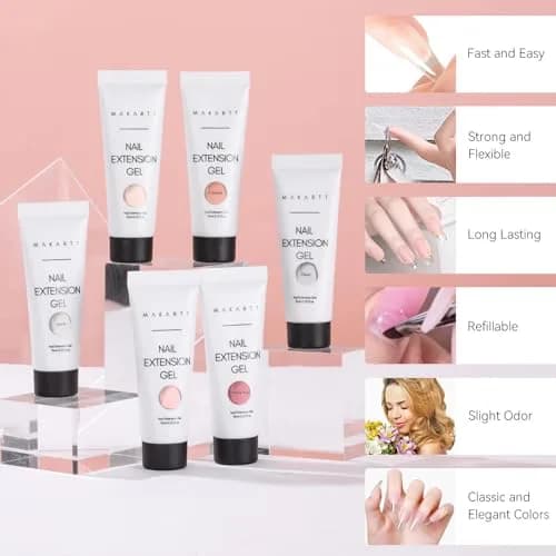 Makartt Poly Nail Gel Kit 6 Neutral Colors 15ml (0.5 Fl Oz) | Hema-Free Builder Gel for Extension Nails thumbnail 5