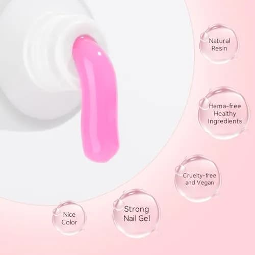 Makartt Poly Nail Gel Set: 6 Colors, Clear Pink White Rose Pink | French Style, Solid Pattern, Glossy Finish thumbnail 6