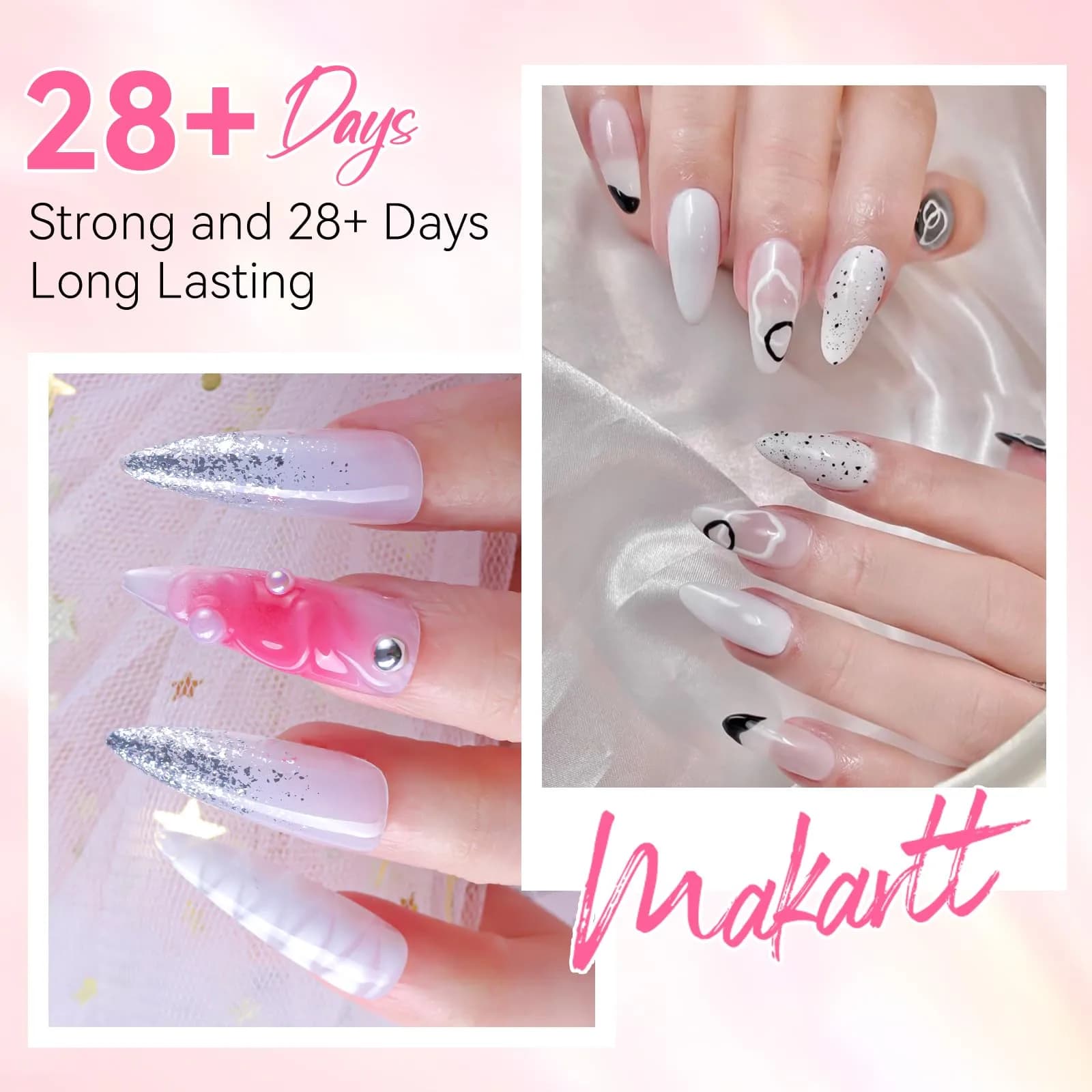Makartt Poly Nail Gel Set: 6 Colors, Clear Pink White Rose Pink | French Style, Solid Pattern, Glossy Finish - view 7