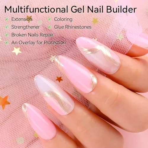 Makartt Poly Nail Gel Set: 6 Colors, Clear Pink White Rose Pink | French Style, Solid Pattern, Glossy Finish thumbnail 2